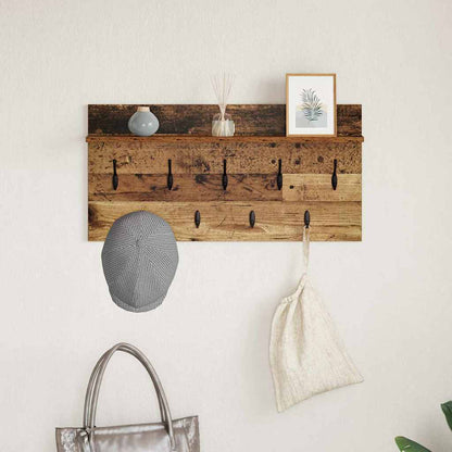 Wandmontierter Kleiderständer mit Regal Altholz 80 x 40 x 12 cm