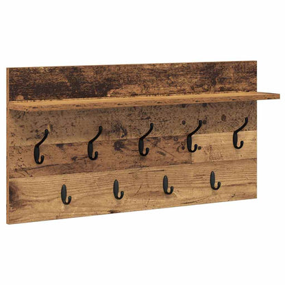 Wandmontierter Kleiderständer mit Regal Altholz 80 x 40 x 12 cm