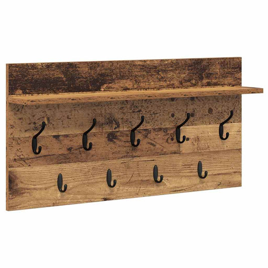 Wandmontierter Kleiderständer mit Regal Altholz 80 x 40 x 12 cm