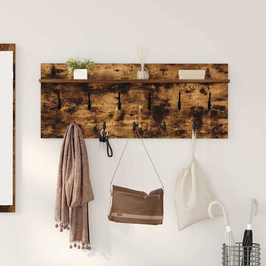 Wandmontierter Kleiderständer Räuchereiche Holzwerkstoff