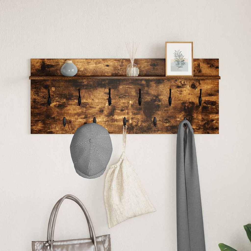 Wandmontierter Kleiderständer Räuchereiche Holzwerkstoff