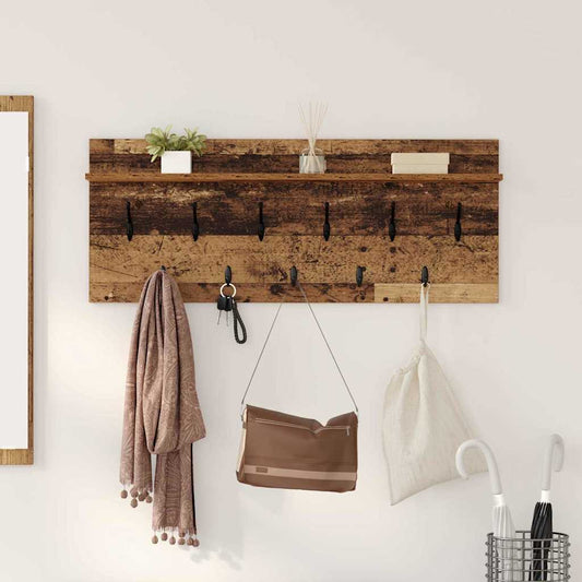 Wandmontierter Kleiderständer mit Regal Altholz Holzwerkstoff