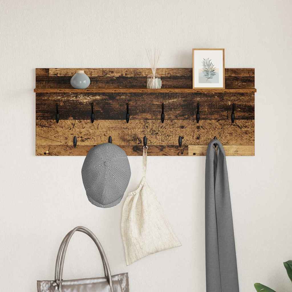 Wandmontierter Kleiderständer mit Regal Altholz Holzwerkstoff