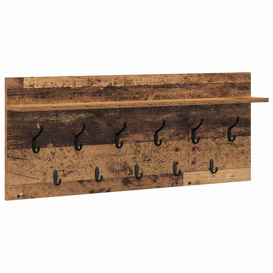 Wandmontierter Kleiderständer mit Regal Altholz Holzwerkstoff