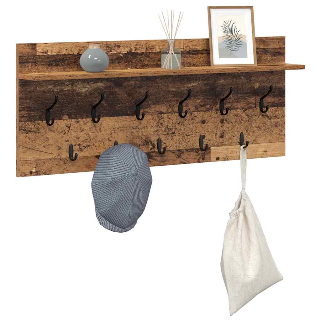Wandmontierter Kleiderständer mit Regal Altholz Holzwerkstoff
