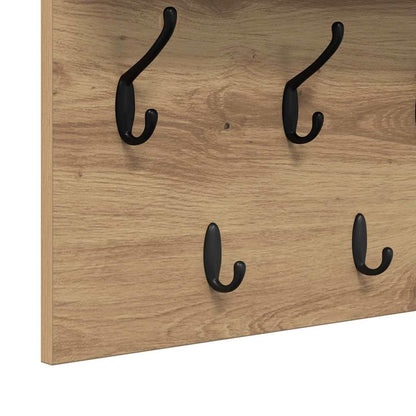 Wandmontierter Kleiderständer Eiche handwerklich Holzwerkstoff