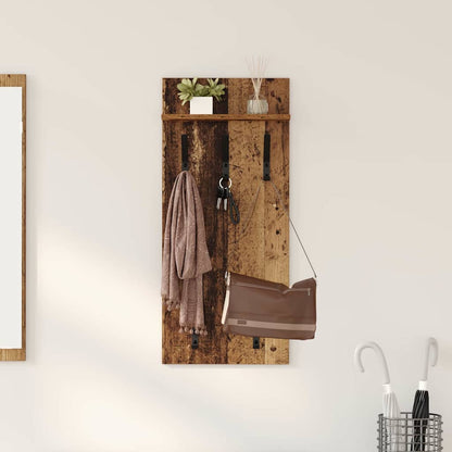Wandmontierter Kleiderständer mit Regal Altholz 90 x 40 x 10 cm
