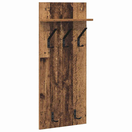 Wandmontierter Kleiderständer mit Regal Altholz 90 x 40 x 10 cm