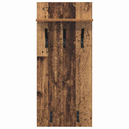 Wandmontierter Kleiderständer mit Regal Altholz 90 x 40 x 10 cm