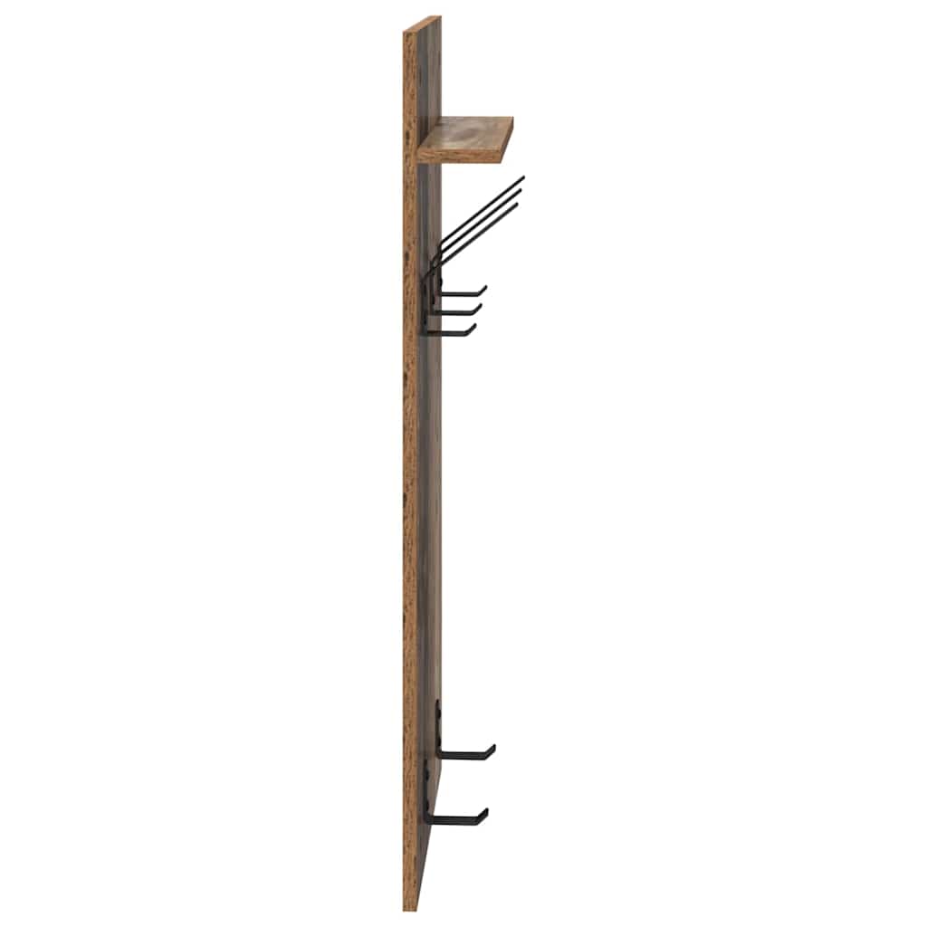 Wandmontierter Kleiderständer mit Regal Altholz 90 x 40 x 10 cm