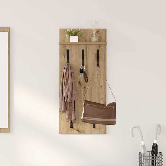 Wandmontierter Kleiderständer mit Regal Eiche handwerklich