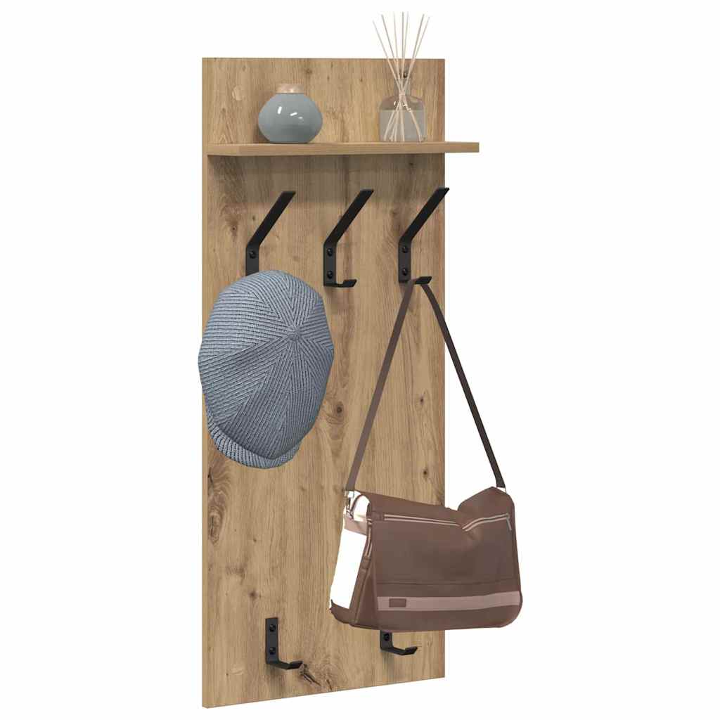 Wandmontierter Kleiderständer mit Regal Eiche handwerklich