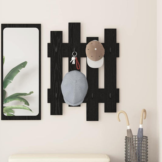 Wandmontierter Kleiderständer Schwarze Eiche 60 x 3 x 82 cm