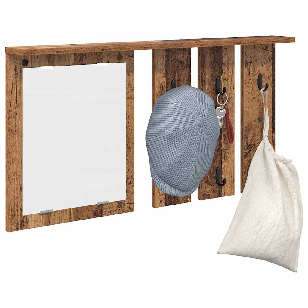 Wandmontierter Kleiderständer mit Regal Altholz 85 x 10 x 45 cm