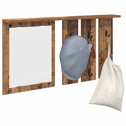 Wandmontierter Kleiderständer mit Regal Altholz 85 x 10 x 45 cm