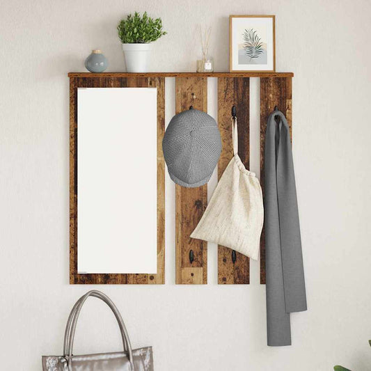 Wandmontierter Kleiderständer mit Regal Altholz 84 x 10 x 80 cm