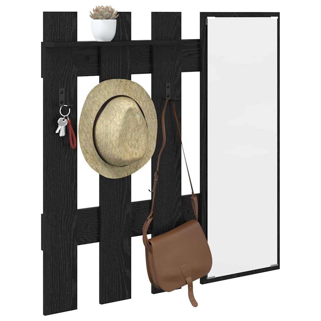 Wandmontierter Kleiderständer Schwarz Eiche 100 x 10 x 100 cm