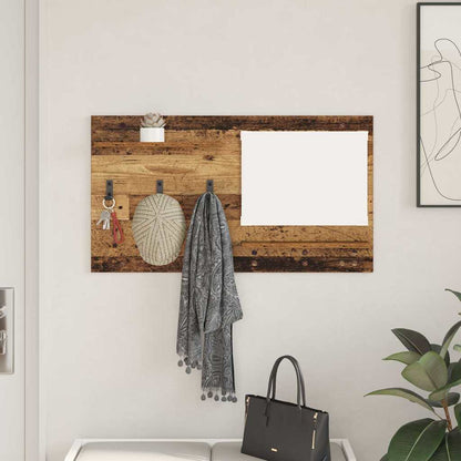 Wandmontierter Kleiderständer mit Regal Altholz 90 x 10 x 50 cm