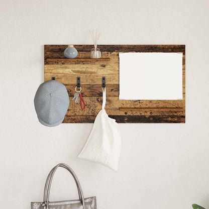 Wandmontierter Kleiderständer mit Regal Altholz 90 x 10 x 50 cm