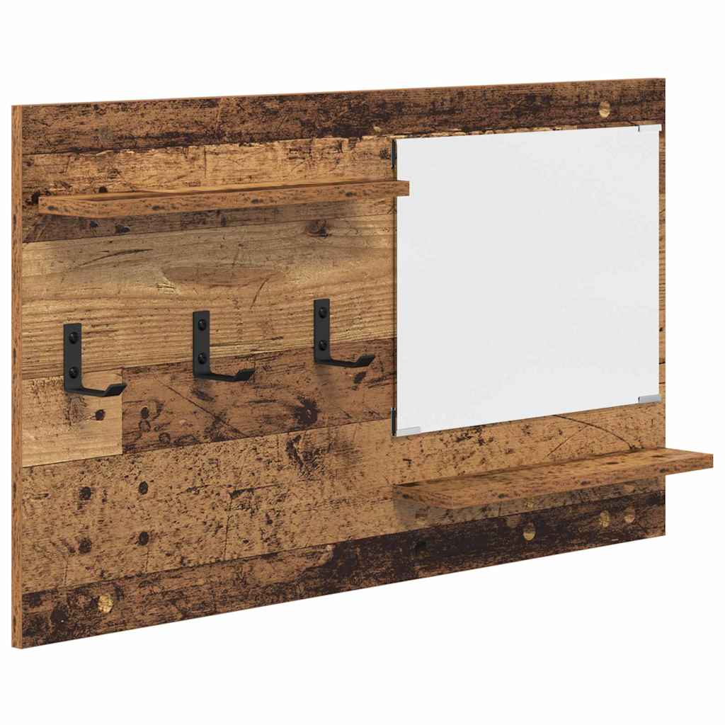 Wandmontierter Kleiderständer mit Regal Altholz 90 x 10 x 50 cm