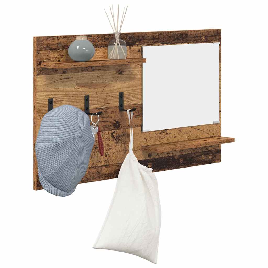 Wandmontierter Kleiderständer mit Regal Altholz 90 x 10 x 50 cm