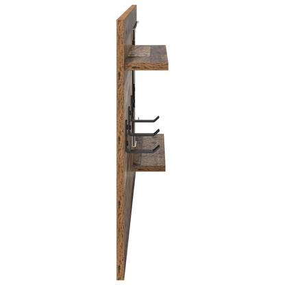 Wandmontierter Kleiderständer mit Regal Altholz 90 x 10 x 50 cm