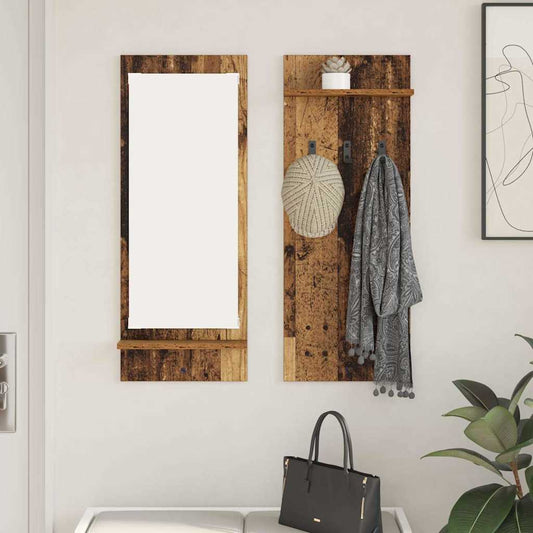Wandmontierter Kleiderständer mit Regal Altholz 70 x 10 x 90 cm