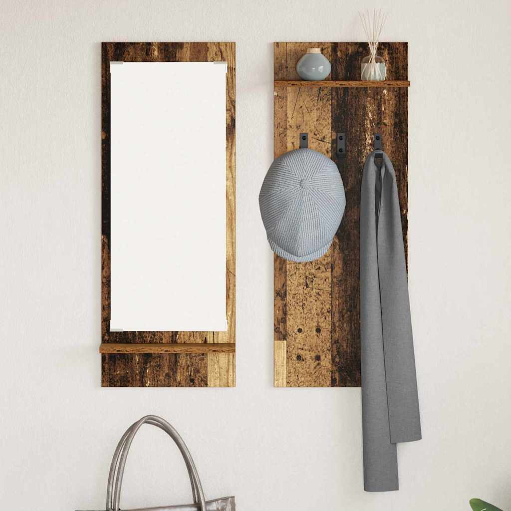 Wandmontierter Kleiderständer mit Regal Altholz 70 x 10 x 90 cm
