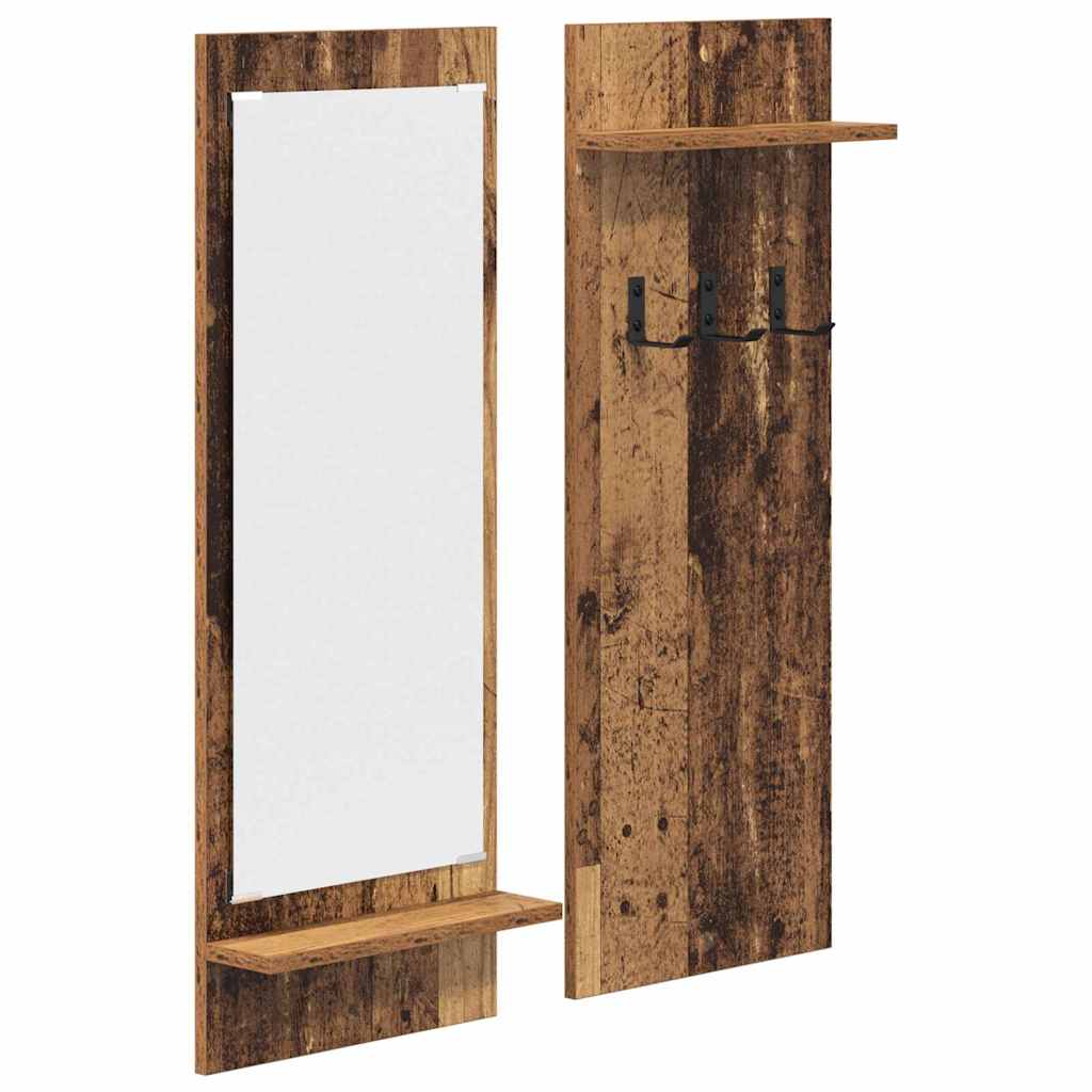 Wandmontierter Kleiderständer mit Regal Altholz 70 x 10 x 90 cm