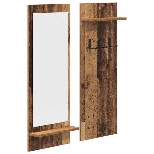 Wandmontierter Kleiderständer mit Regal Altholz 70 x 10 x 90 cm
