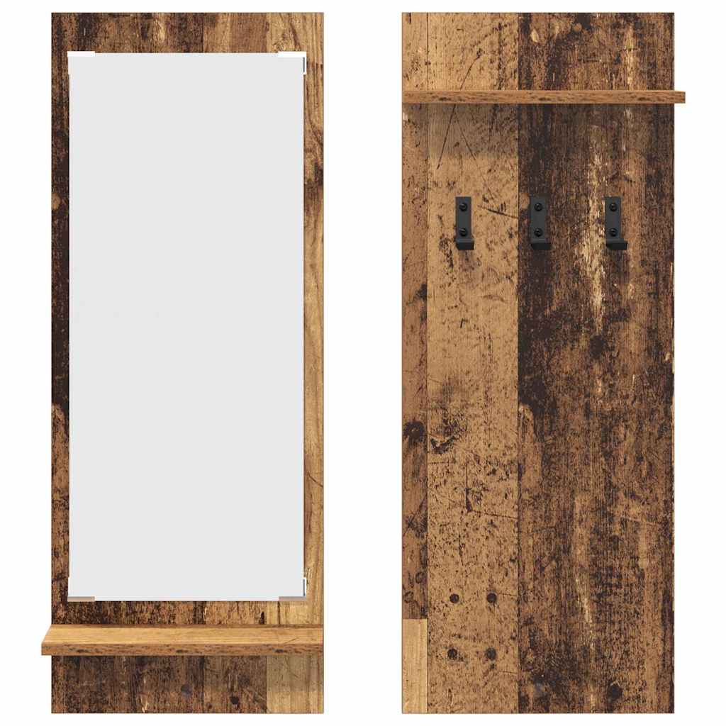 Wandmontierter Kleiderständer mit Regal Altholz 70 x 10 x 90 cm
