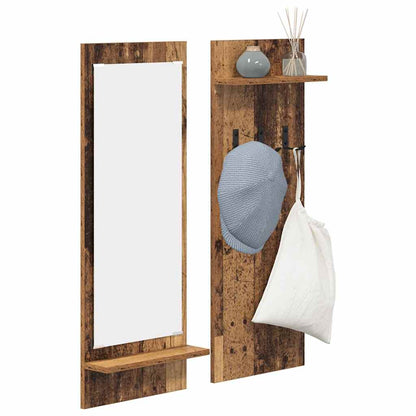 Wandmontierter Kleiderständer mit Regal Altholz 70 x 10 x 90 cm
