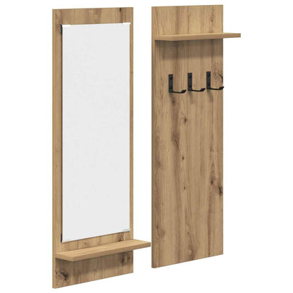 Wandmontierter Kleiderständer mit Regal Eiche handwerklich
