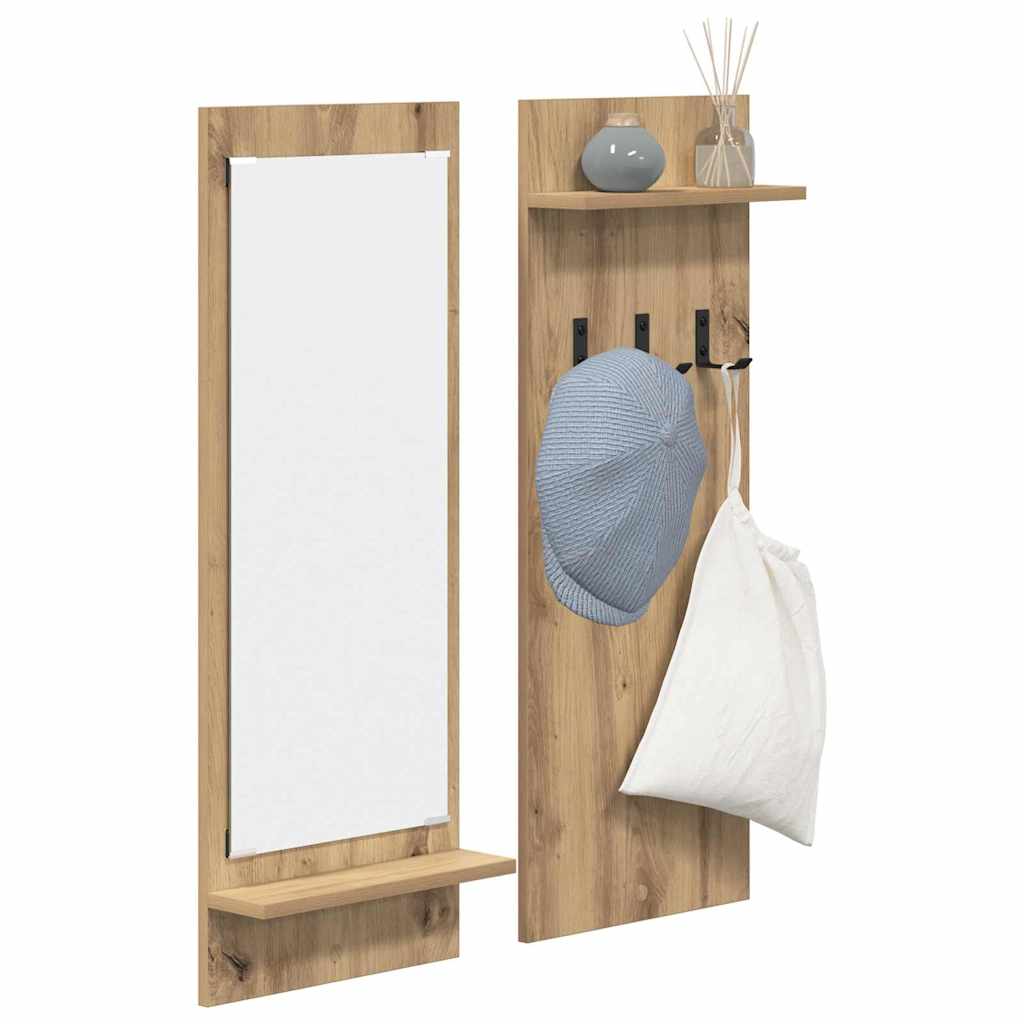 Wandmontierter Kleiderständer mit Regal Eiche handwerklich