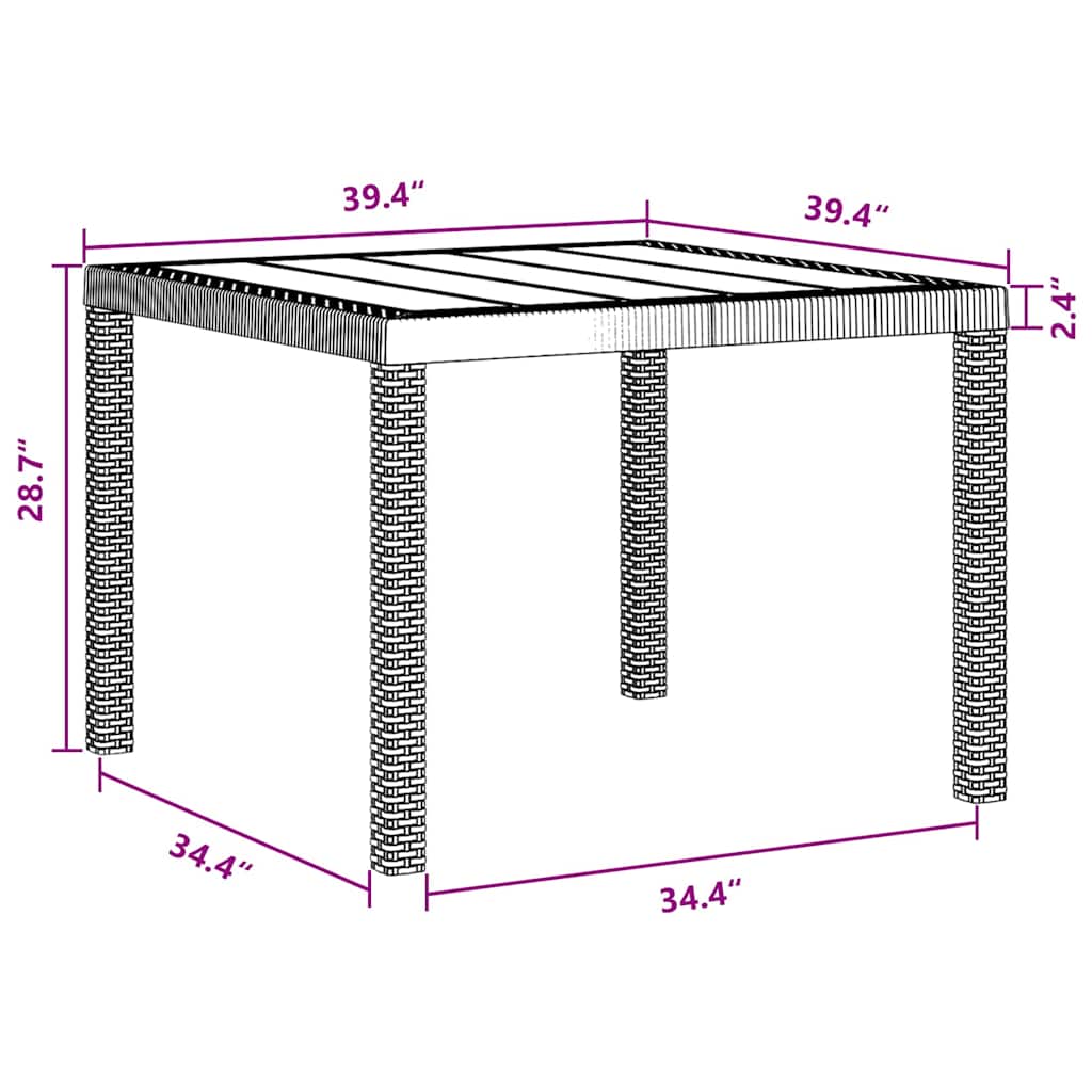 Gartentisch Braun 100 x 100 x 73 cm Poly-Rattan