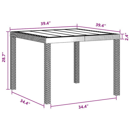 Gartentisch Braun 100 x 100 x 73 cm Poly-Rattan