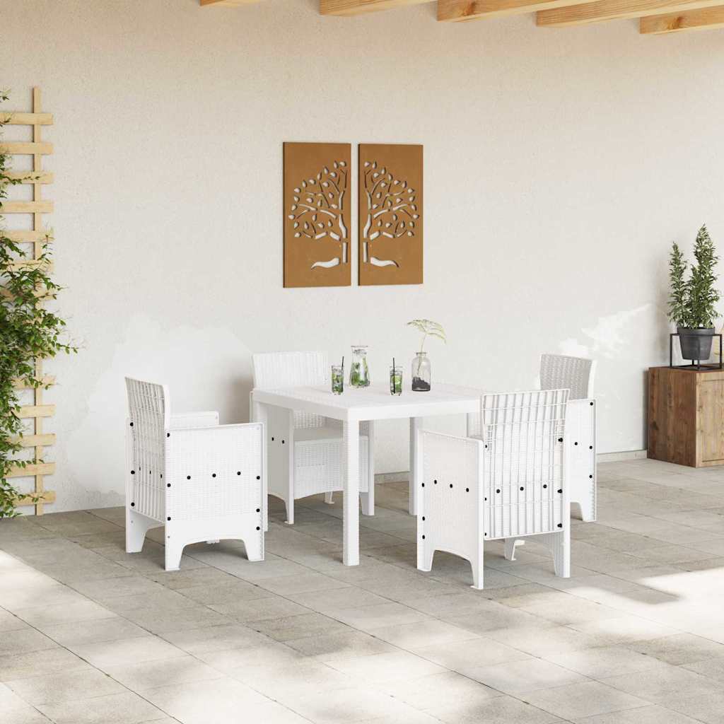 Gartentisch Weiß 100 x 100 x 73 cm Poly-Rattan