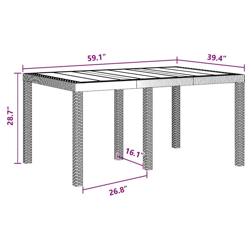 Gartentisch Anthrazit 150 x 100 x 73 cm Poly-Rattan