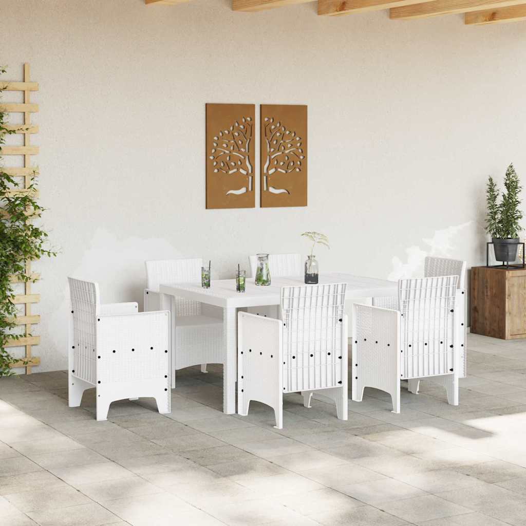 Gartentisch Weiß 150 x 100 x 73 cm Poly-Rattan