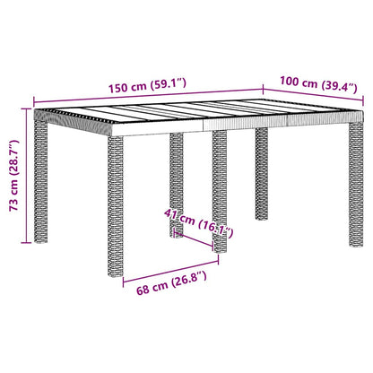 Gartentisch Hellgrau 150 x 100 x 73 cm Poly-Rattan