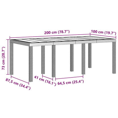 Gartentisch Weiß 200 x 100 x 73 cm Poly-Rattan