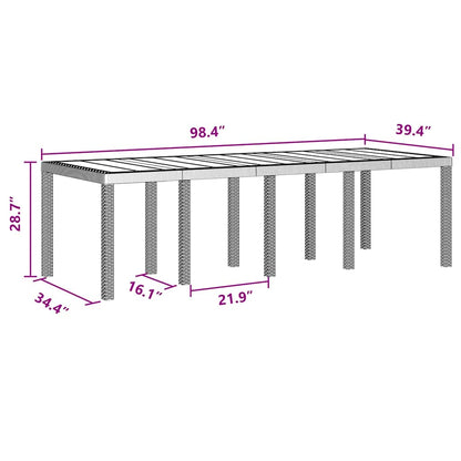 Gartentisch Braun 250 x 100 x 73 cm Poly-Rattan