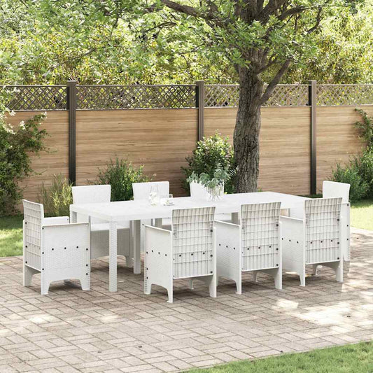 Garten-Esstisch Weiß 250 x 100 x 73 cm Poly-Rattan