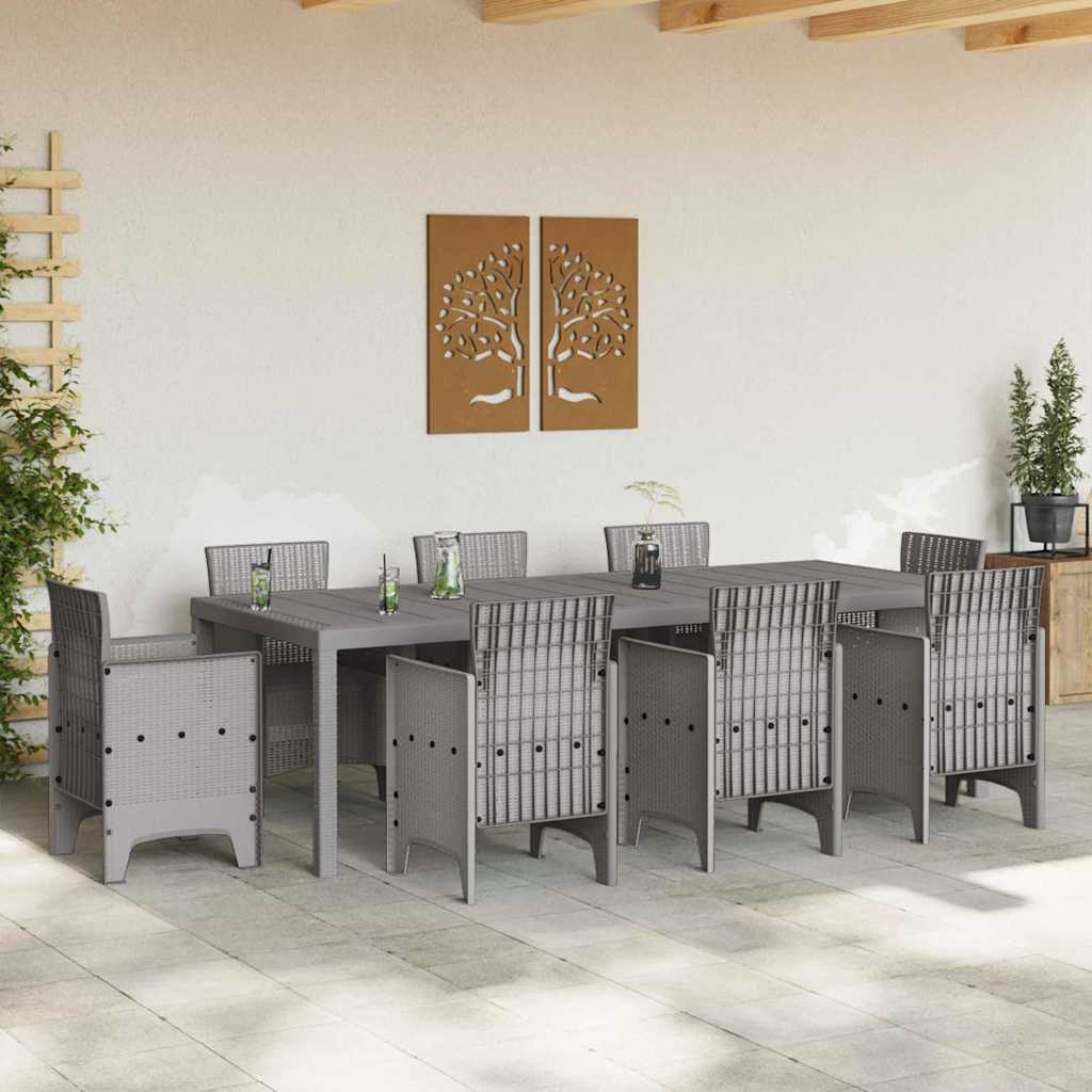 Gartentisch Hellgrau 250 x 100 x 73 cm Poly-Rattan