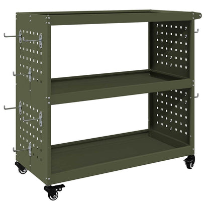 Werkzeugwagen Olivgrün 75 x 35 x 73 cm Kaltgewalzter Stahl