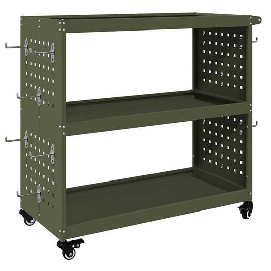Werkzeugwagen Olivgrün 75 x 35 x 73 cm Kaltgewalzter Stahl