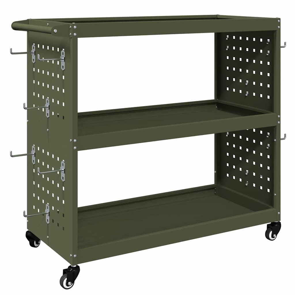 Werkzeugwagen Olivgrün 75 x 35 x 73 cm Kaltgewalzter Stahl