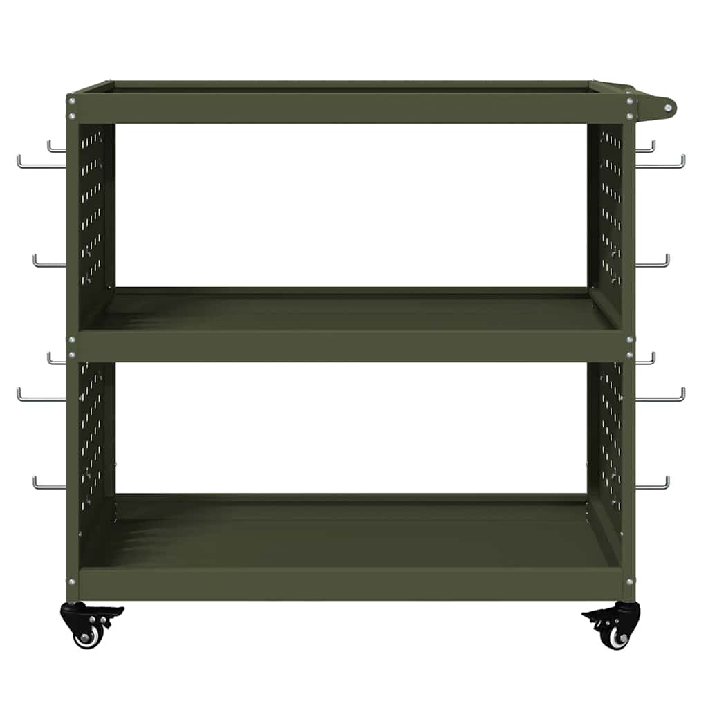 Werkzeugwagen Olivgrün 75 x 35 x 73 cm Kaltgewalzter Stahl