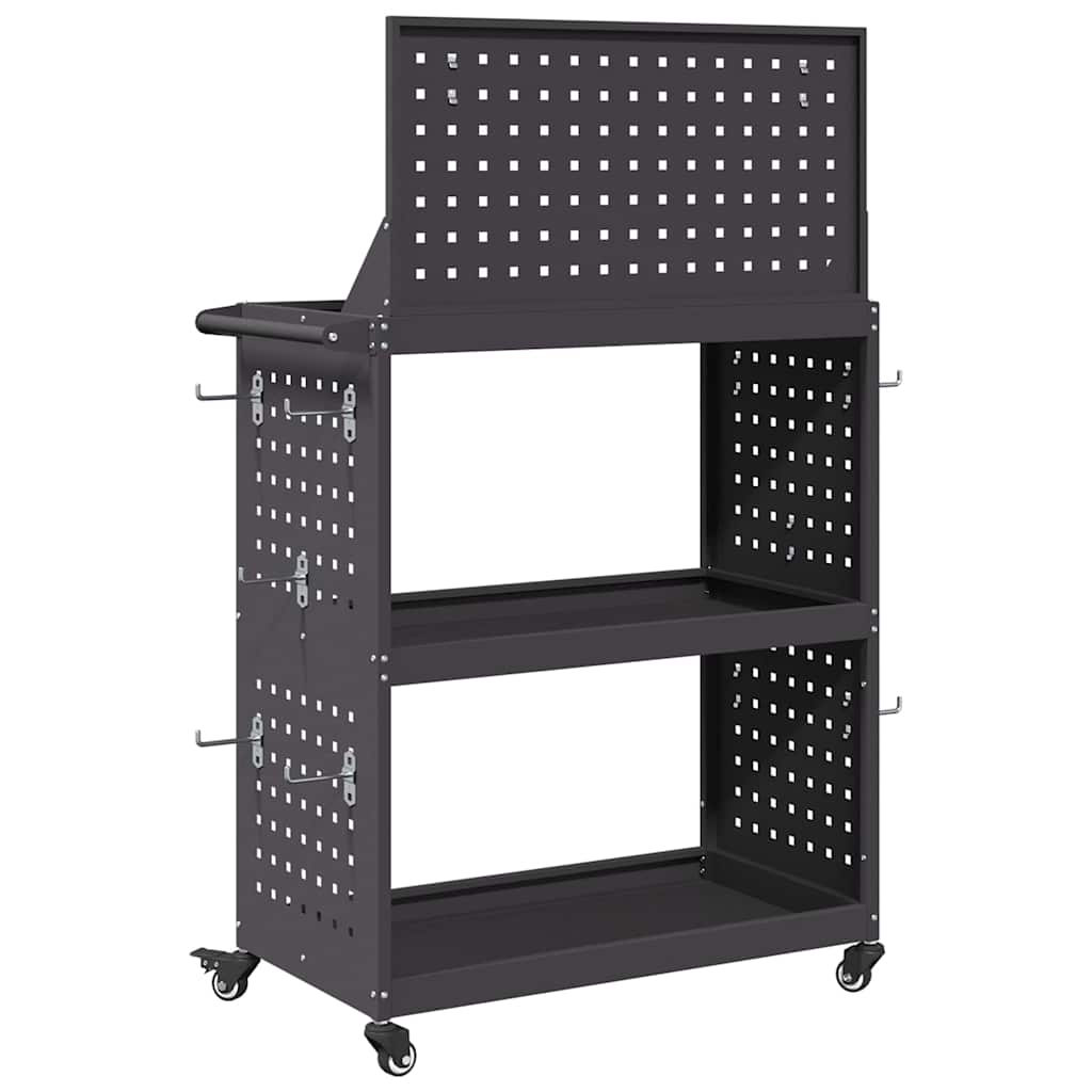 Werkzeugwagen Schwarz 65 x 35 x 111 cm Kaltgewalzter Stahl