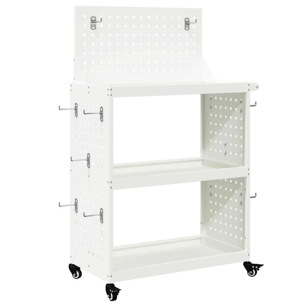 Werkzeugwagen mit Rad Weiß 65 x 35 x 111 cm Kaltgewalzter Stahl